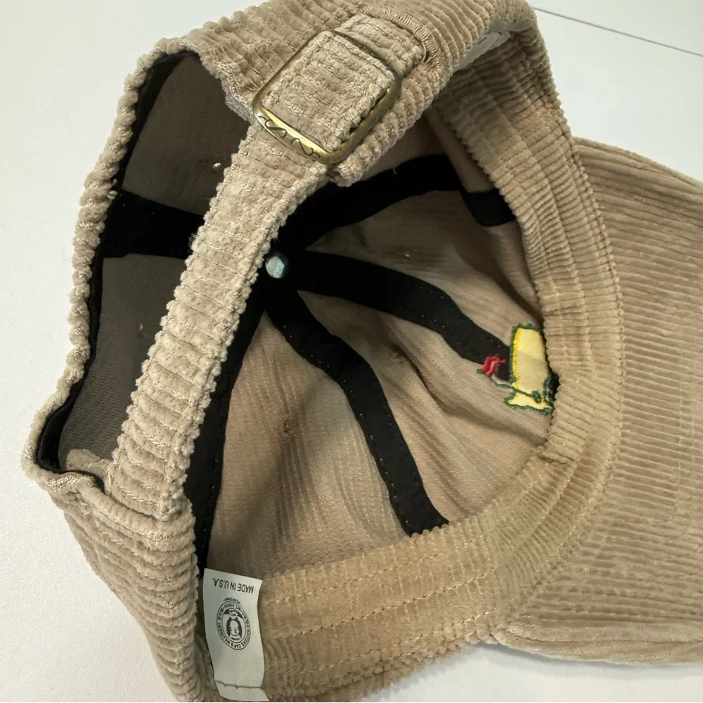 VTG Masters American Needle Corduroy Baseball Cap Hat USA Beige Augusta National